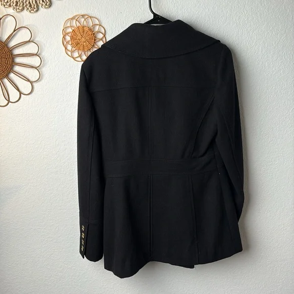 MICHAEL Michael Kors Black Pea Coat with Gold Buttons - Picture 5 of 5